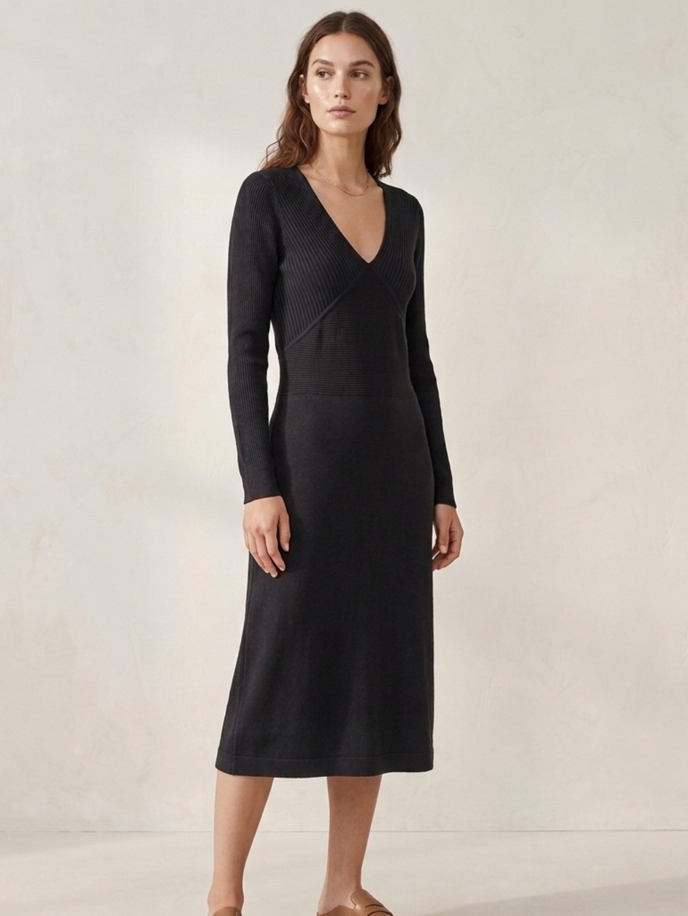 InWear Black Knit Sweater Midi Dress